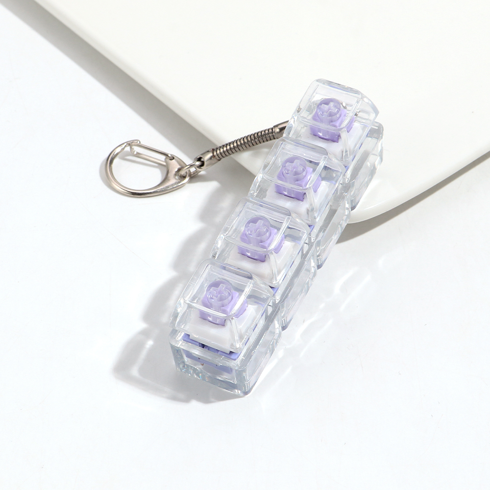 Keyboard Fidget Toys Crystal Keycap Keychain No Light Stress Relief Fingertip Gadget Decompression Toys Clicker Fidget Toy