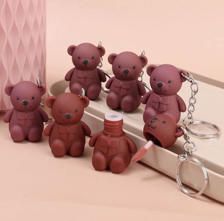Bear Keychain Style | 1 PCS  |Trendy LIP GLOSS | Different shades | MATTE MAKE UP YOUR LIPS ( 1 PCS )