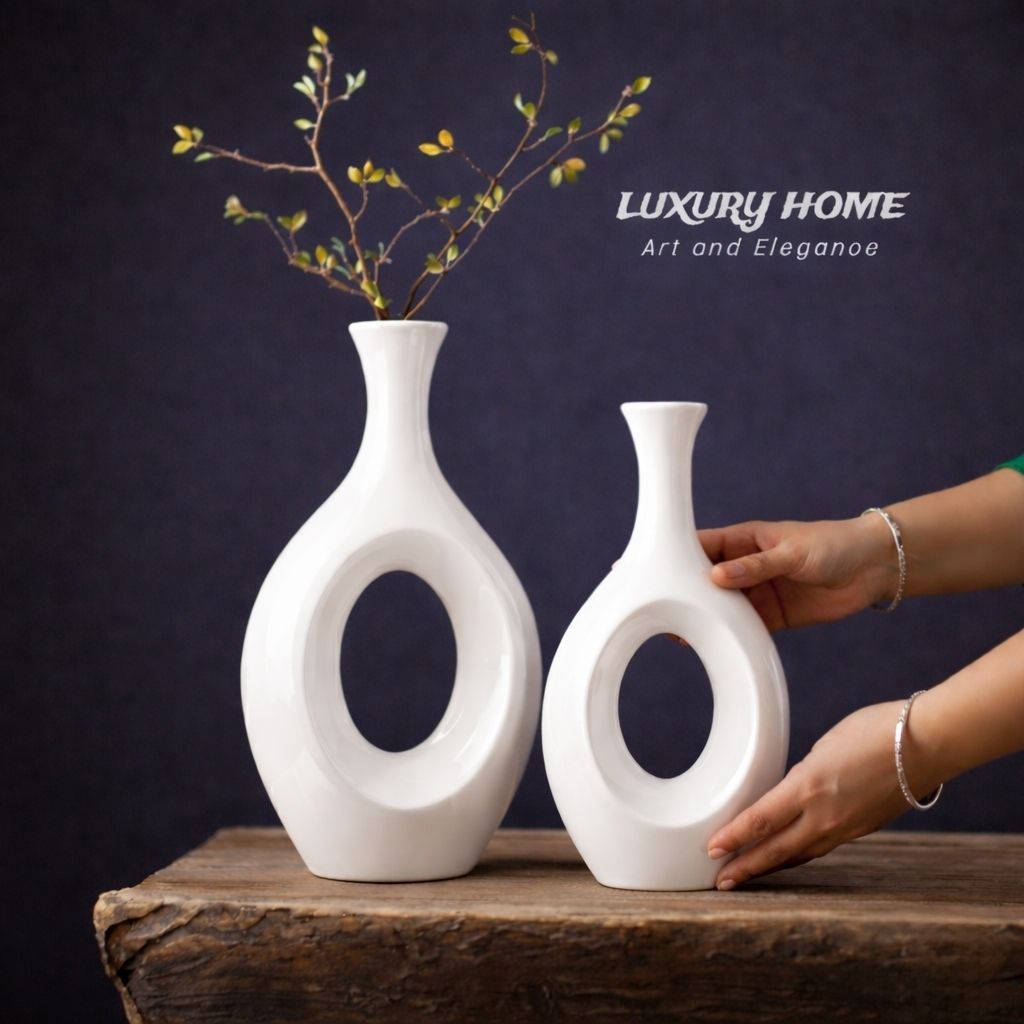 Ceramic Vase Set for Table | White Vases Ceramic | Flower Vases Big Size | Home Decoration Vases Vessels