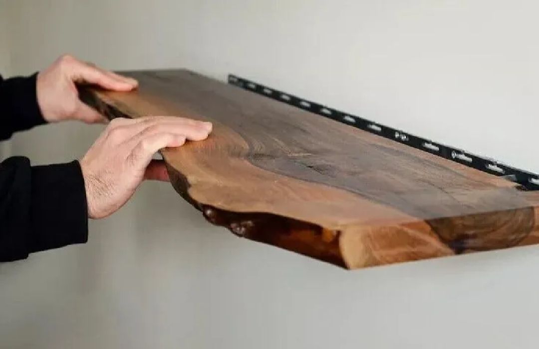 Premium Live Edge Floating Shelf | Custom Size Wooden Wall Mounted Shelf | Rustic Industrial Floating Wall Shelf | Modern Display & Storage Shelf for Living Room, Bedroom, Kitchen & Office