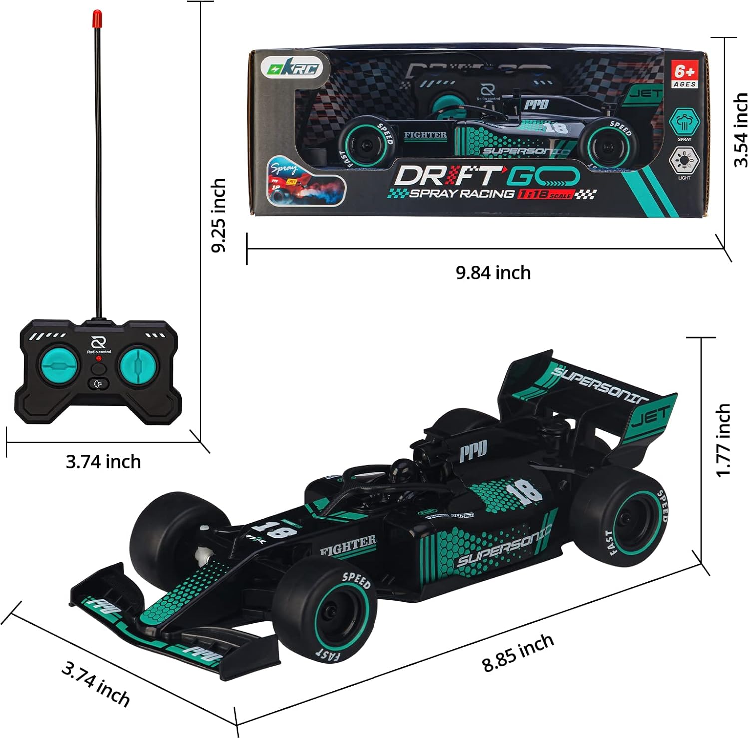 RC Formula 1 Racing Rocket Car with Spray & Light Effects with high speed