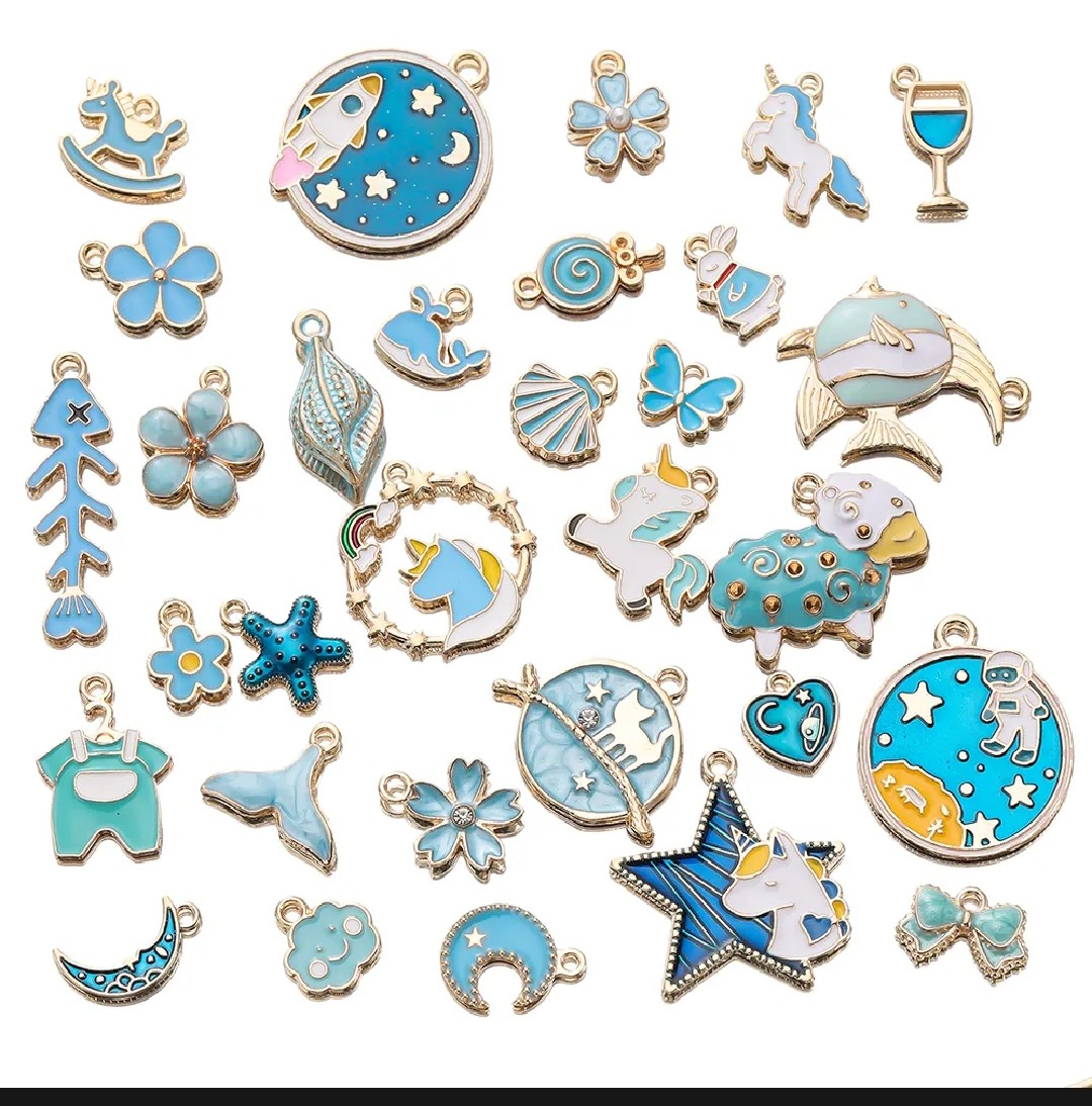 10Pcs Random Mix Alloy Drop Oil Charms Multicolor Animals Flower Pendant Beads For DIY Bracelets Earrings Making Women Jewelry Findings