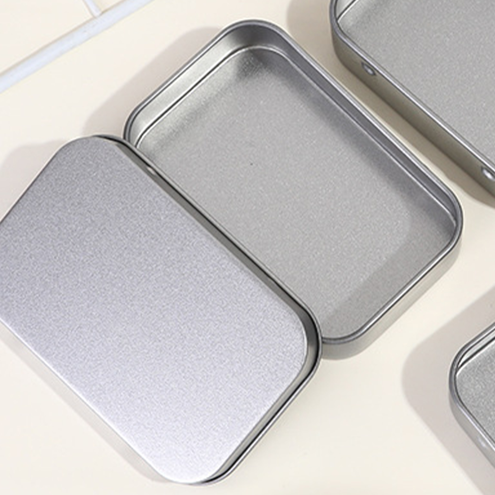 10PCS Metal Empty Hinged Tins Box Silvery Metal Hardware Iron Box with Lids for Keychains USB Flash Drive Small Items