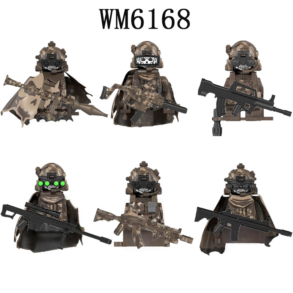 WM6147 WM6168  Series SWAT Special Forces Building Blocks Commando Soldier City Police Cap Mini Action Figure Toys