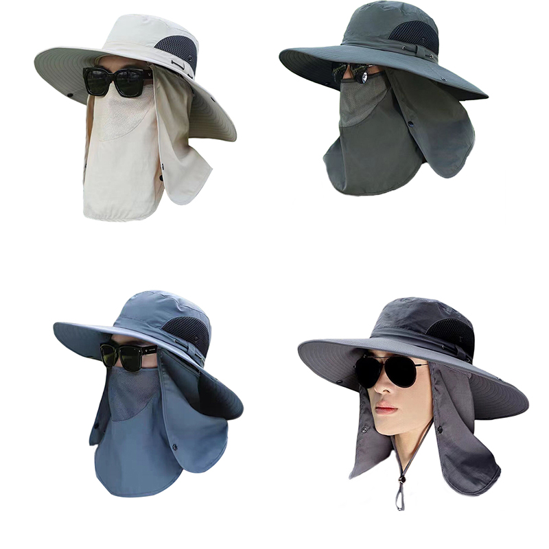 New 1Pcs Full Face Cover Fishing Hat Sun Cap With Mask Summer Hat Mountaineering Sun Protection Anti UV Hiking Hat Women Men