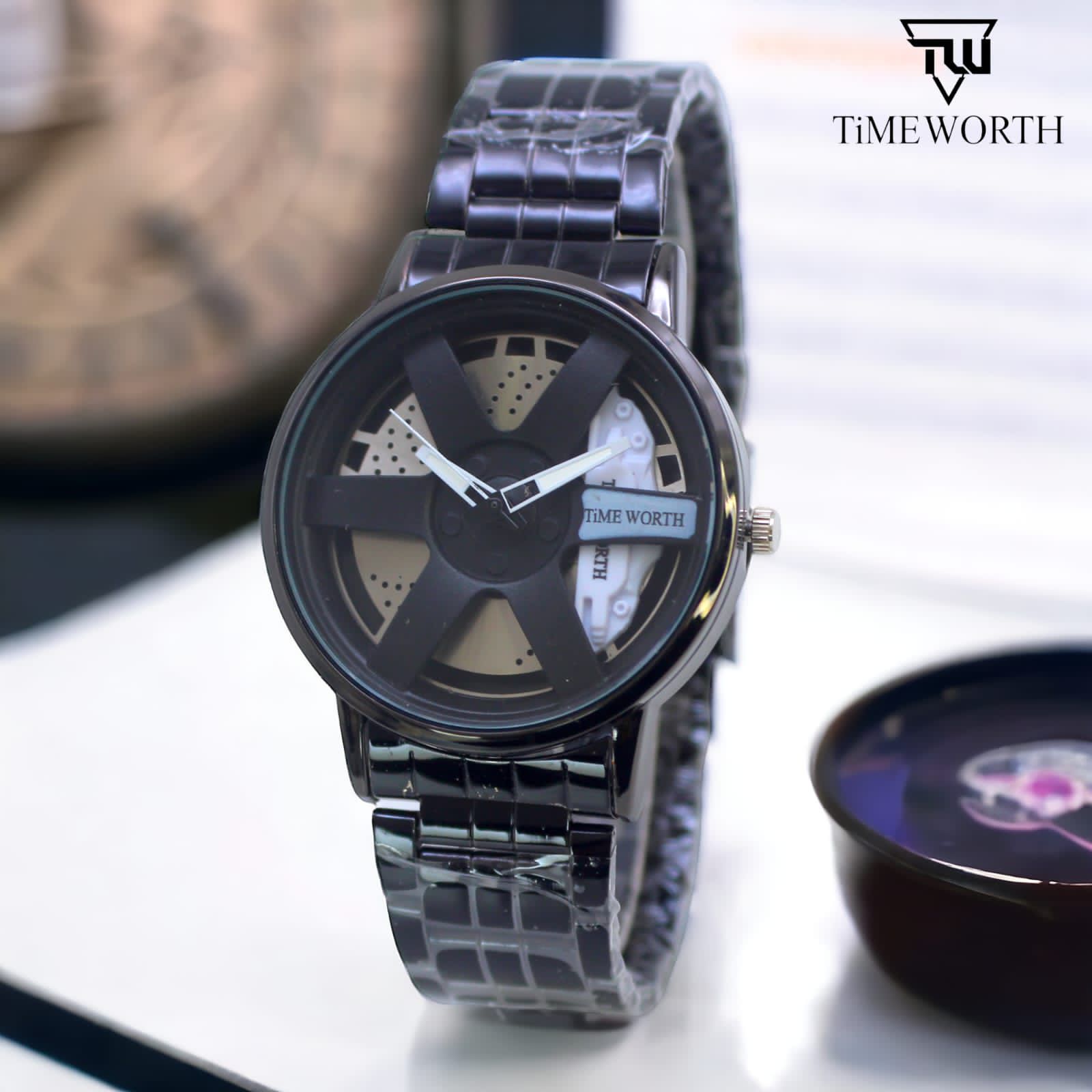 Trending Rim Men Quartz Watch for Waterproof Vacuum Plating Strap with Car Wheel Rim Hub Design Sport Automatic Wrist watch