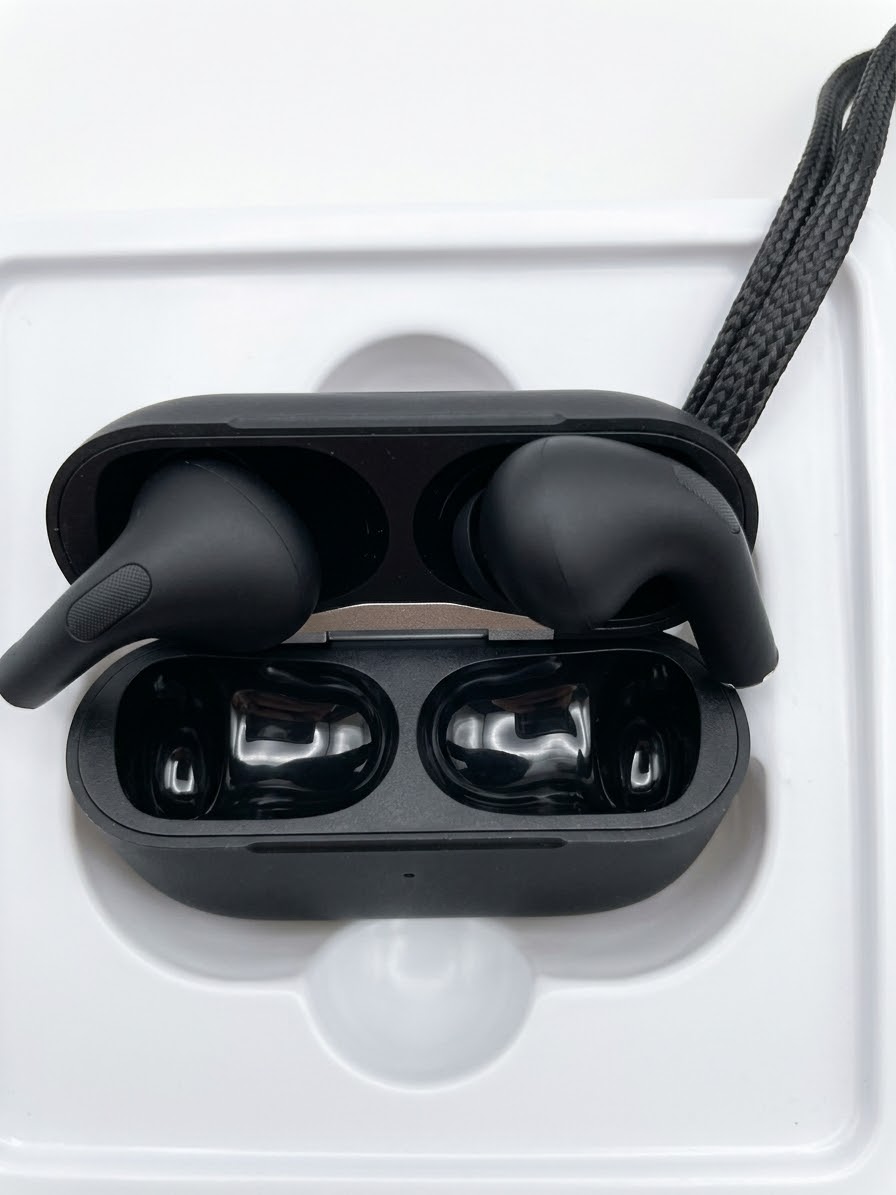 TWS Air Pro Matte Black Wireless Earbuds - ANC Noise Reduction Bluetooth Headphones