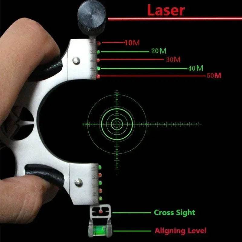 Metal Target Practice Launcher with Laser Pointer High Power Elastic Rubber Band Outdoor Sporting Activity Precision Aim Training Tool