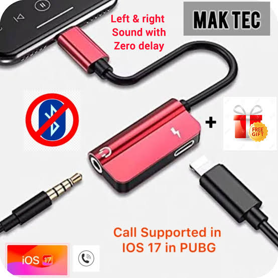 MAK TEC Lightning to 3.5mm 2 in 1 without Bluetooth Earphone Audio Adapter compatible For phone Charger Cable Mobile Phone Aux Dual Jack Splitter Headphone & Fast Charging Connector Converter