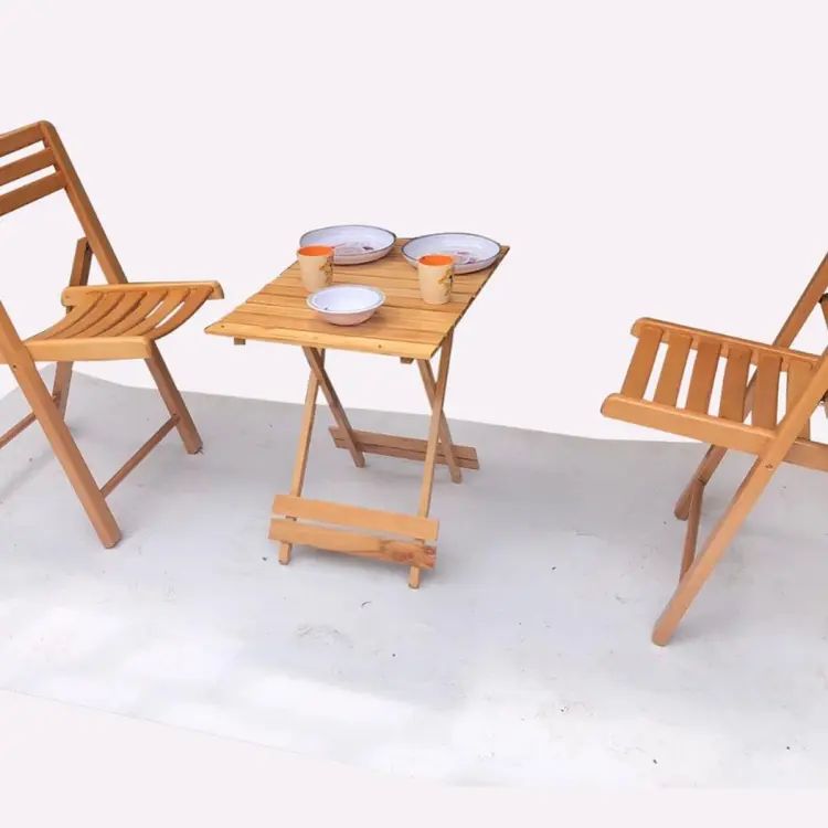 Wooden folding Chairs and Table Folding Set 2 Chairs and 1 Table Daraz.pk