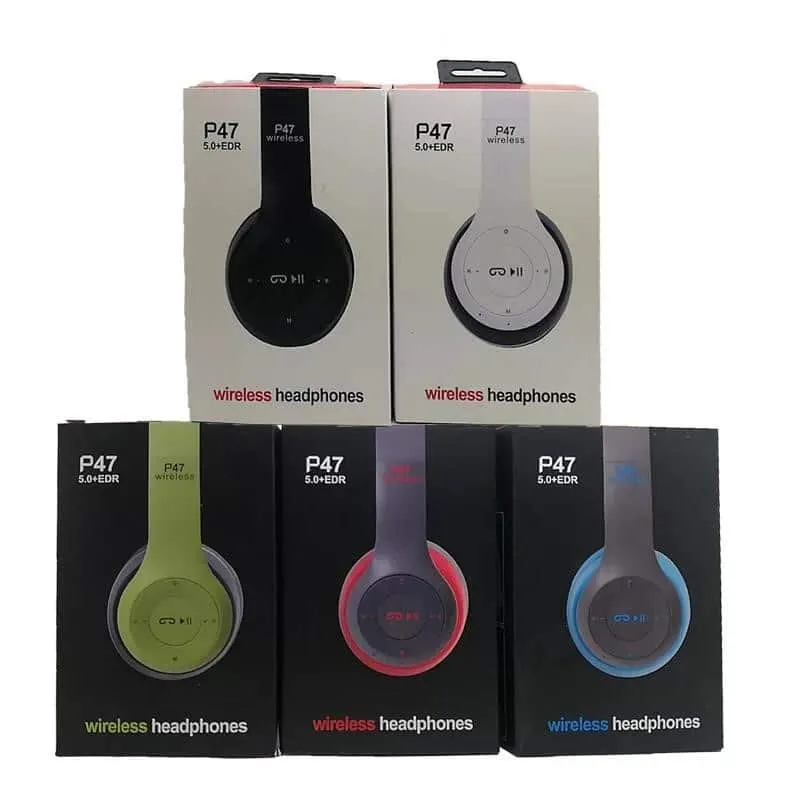 P47 Wireless headphones with Microphone Bluetooth Foldable Headset Support FM Radio TF for PC ,TV Smart Phones & Tablets etc.