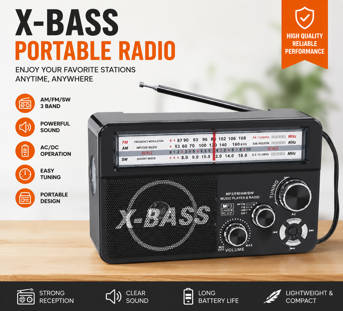 Best seller wireless radio MF/AM/SW 3 band radio portable radio Solar panel radio with usb tf card