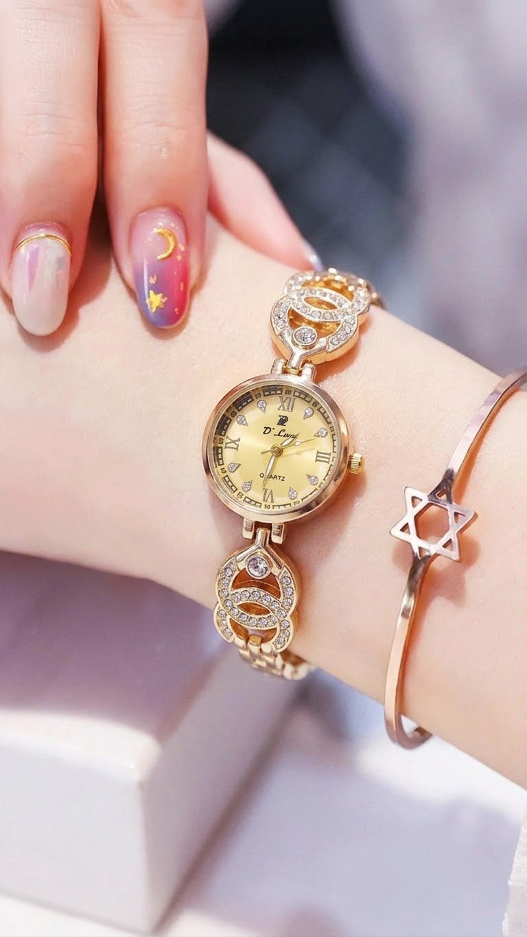 Watch for Girls and Watch for Women Luxury Diamond Ladies Watch | Fancy Crystal Rhinestone Quartz Bracelet Watches | Elegant Party Wear Chain Wristwatch | Fashion Jewelry Bling Timepiece Gift for Her | Rose Gold, Silver, Black and black dial watch