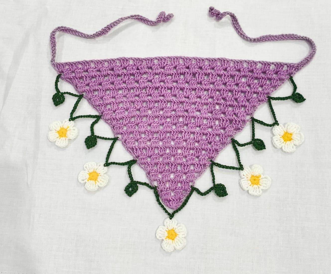 Handmade Crochet Bandana Head Scarf Boho Hair Accessory