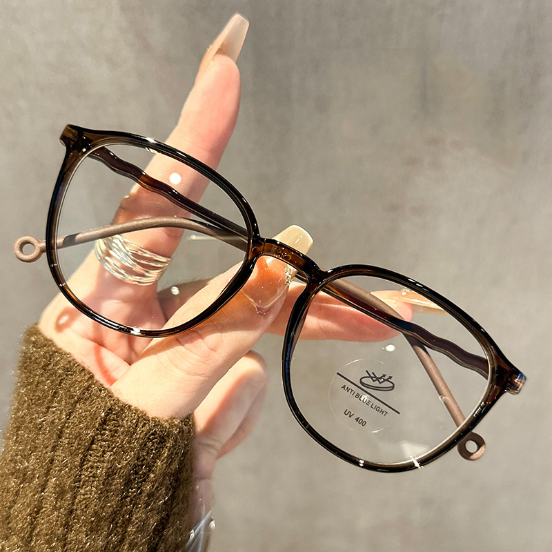 TR90 Fashionable Glasses Frame For Women Without Makeup Blue Light, Square And Round Face, Large Frame Eye Frame 9029