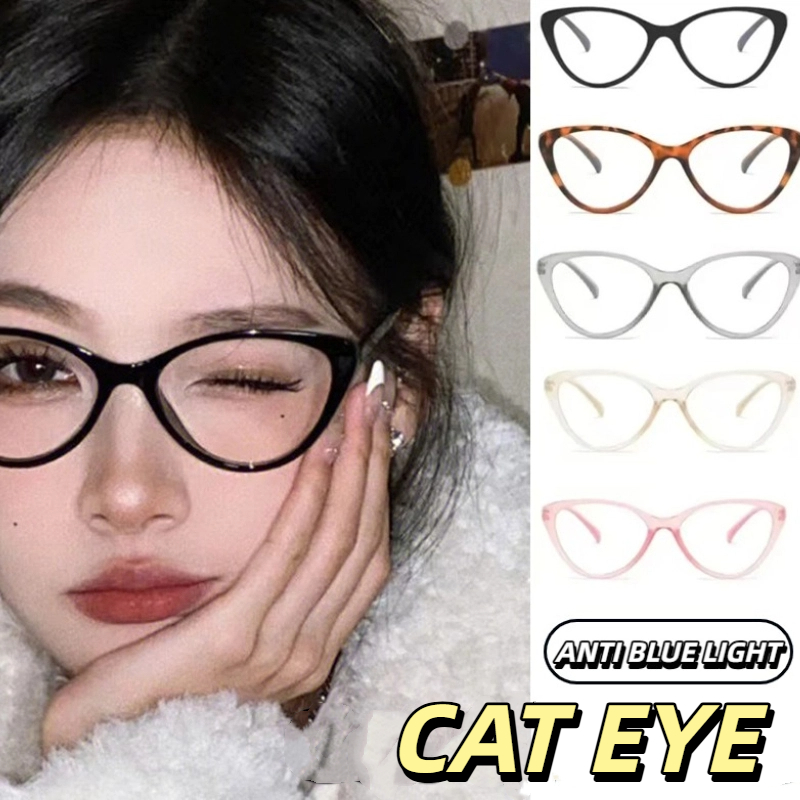 Y2k New Trendy Triangle Cat Eye Anti Blue Light Classic Ultra Light Women Glasses Popular Style Unisex Spectacles