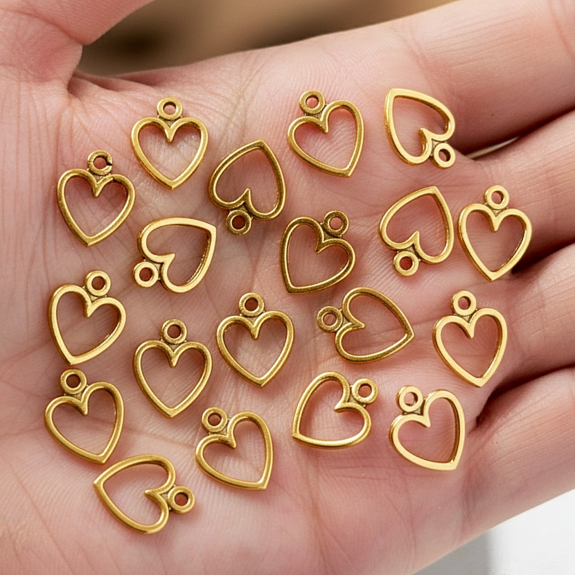 Heart Shape Charms 30pcs — Perfect for Jewelry Making, Bracelets, Earrings & Craft Projects