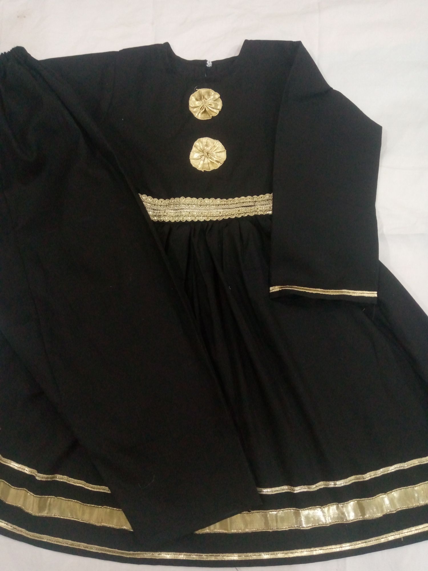 customized black frok trouser in soft cotton with gota beautiful dress for any occasion.