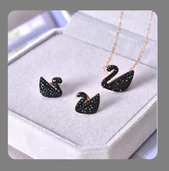 Stainless Steel Duck Swan Pendant Necklace Earrings for Women | stainlessSteelpendant with earrings | specal gift for girls | trending style duck pendant