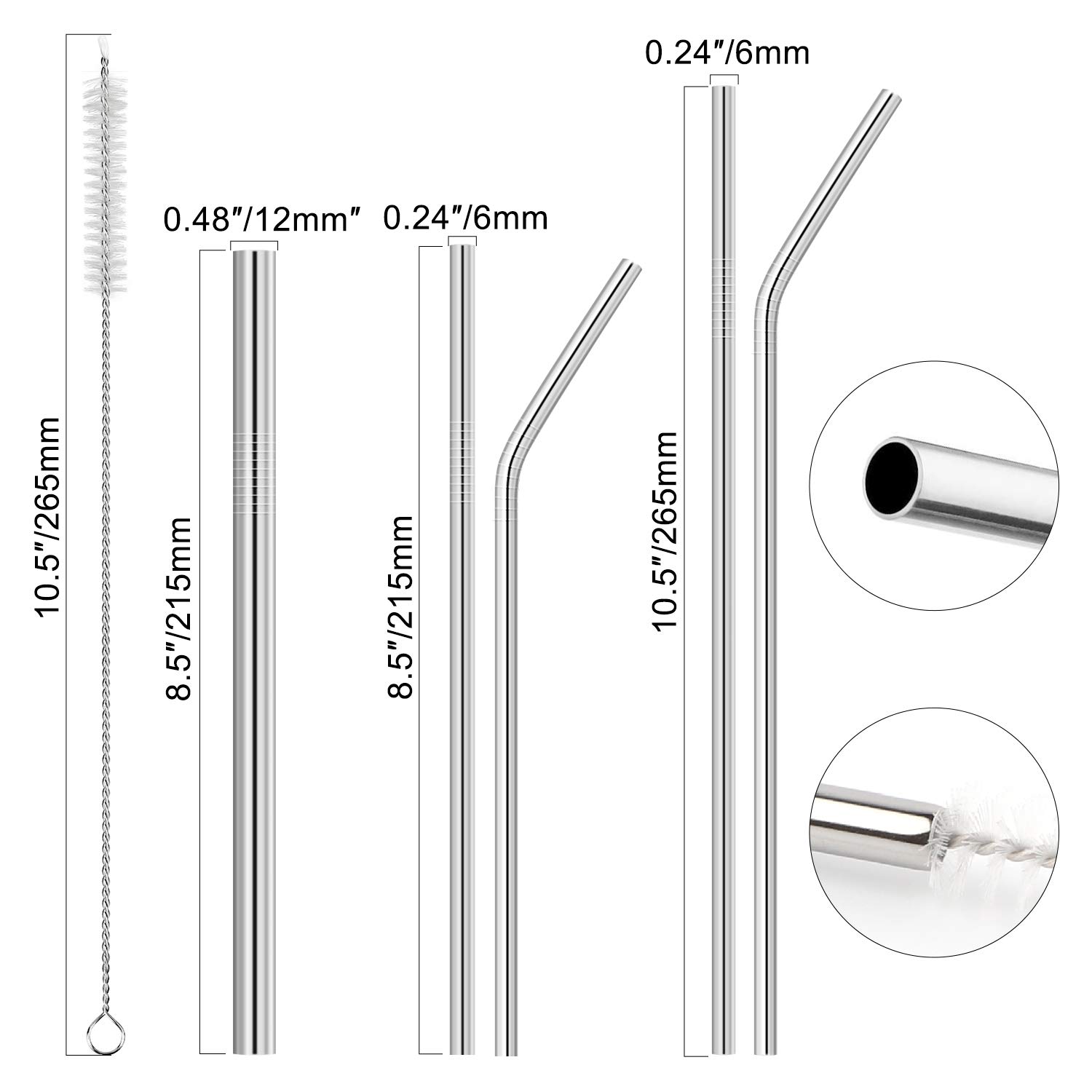 Reusable Metal Straws with Brush