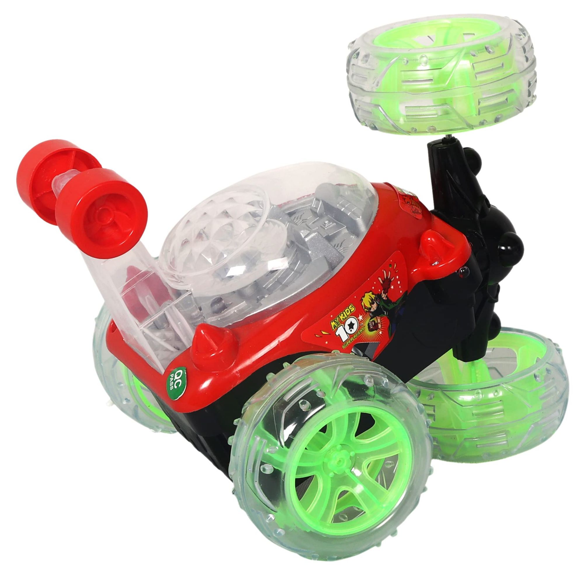Rechargeable 360 Degree Rotation Stunt King Remote Control Stunning Moves Car Toy for Kids with Colorful Flashing Lights and Dynamic Music - Multicolor (Color As Per Stock)