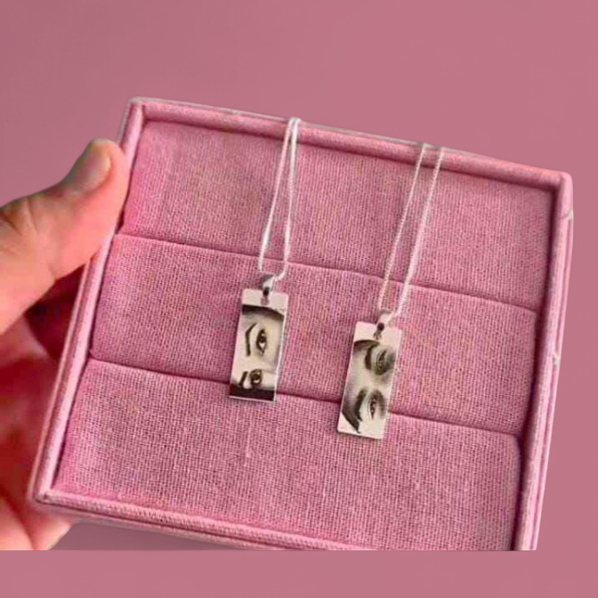 Eyes Sketch Locket – Premium Stainless Steel Necklace with Gift Box