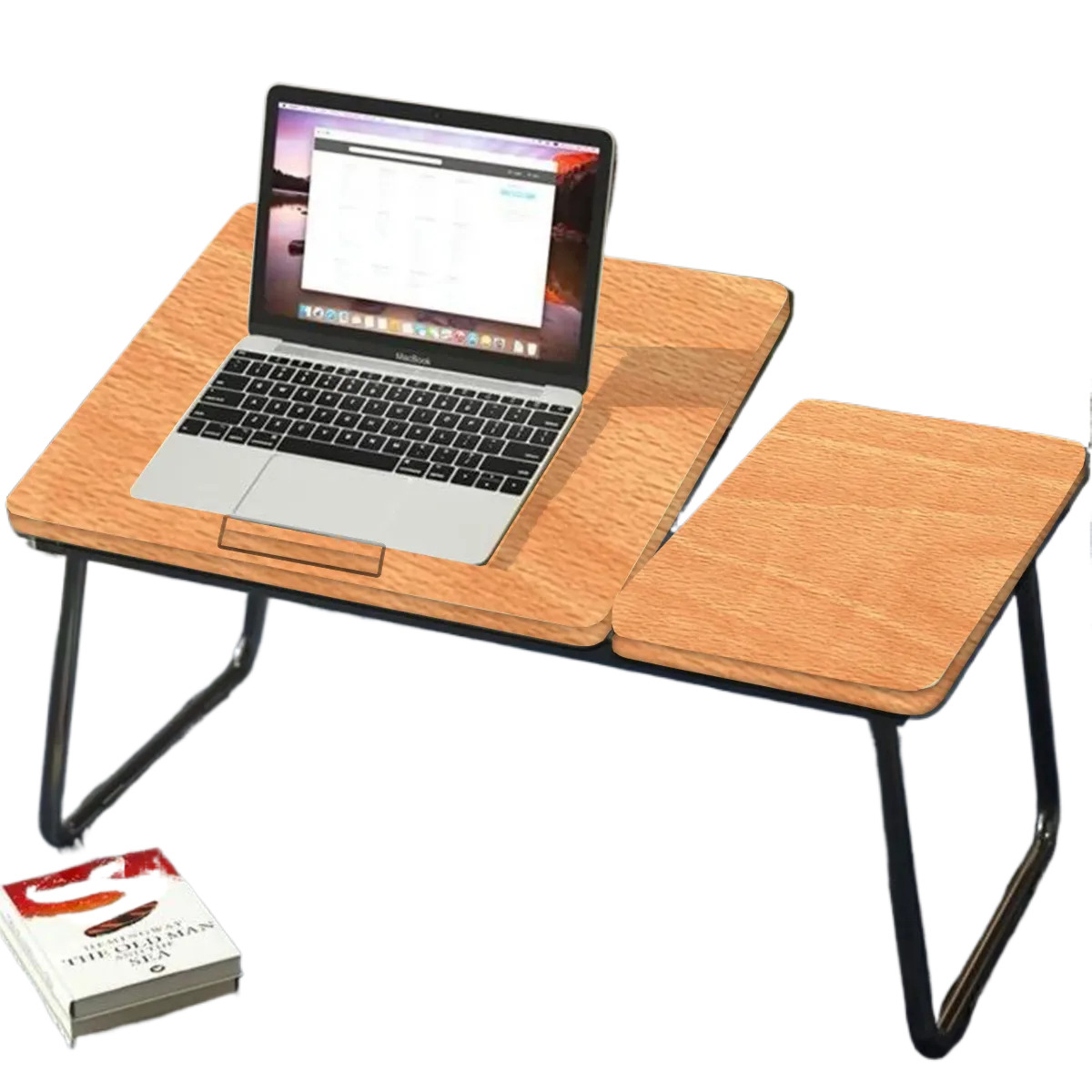 Adjustable Wooden Gaming Laptop Table With For Bed 4 Level Adjustment Board Foldable Stand Ergonomic Portable Drawing Notebook Reading Food Breakfast Serving With Mouse Space Couch