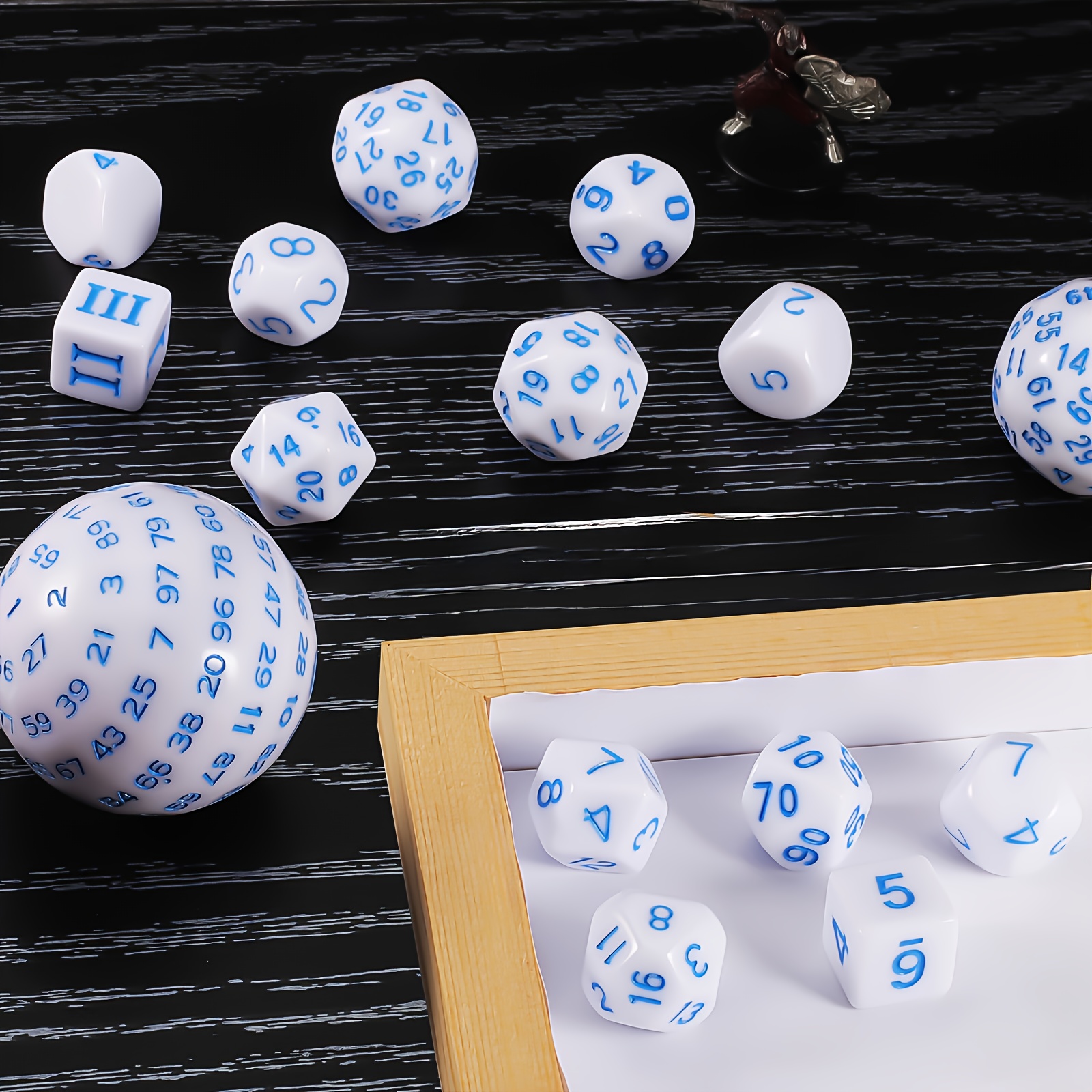 DND Polyhedron D3-D100 Dice Set (15 Pieces) for Roleplaying Tabletop Game with Drawstring Pouch