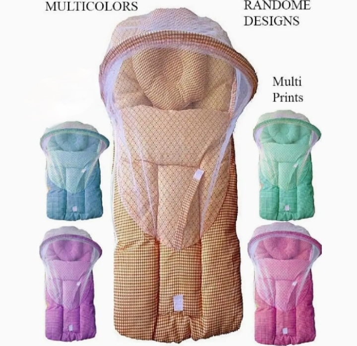 Baby Sleeping Bag with Mosquito Net, net Safety Crib, Portable with different colors and Random designs available