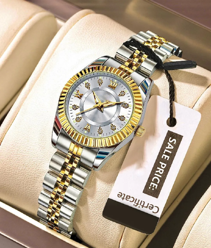 Two Tone Stainless Steel Chain Watch For Men And Women | Classic Luxury Analog Quartz Watches For Boys and Girls | Two Tone Watches For Gift