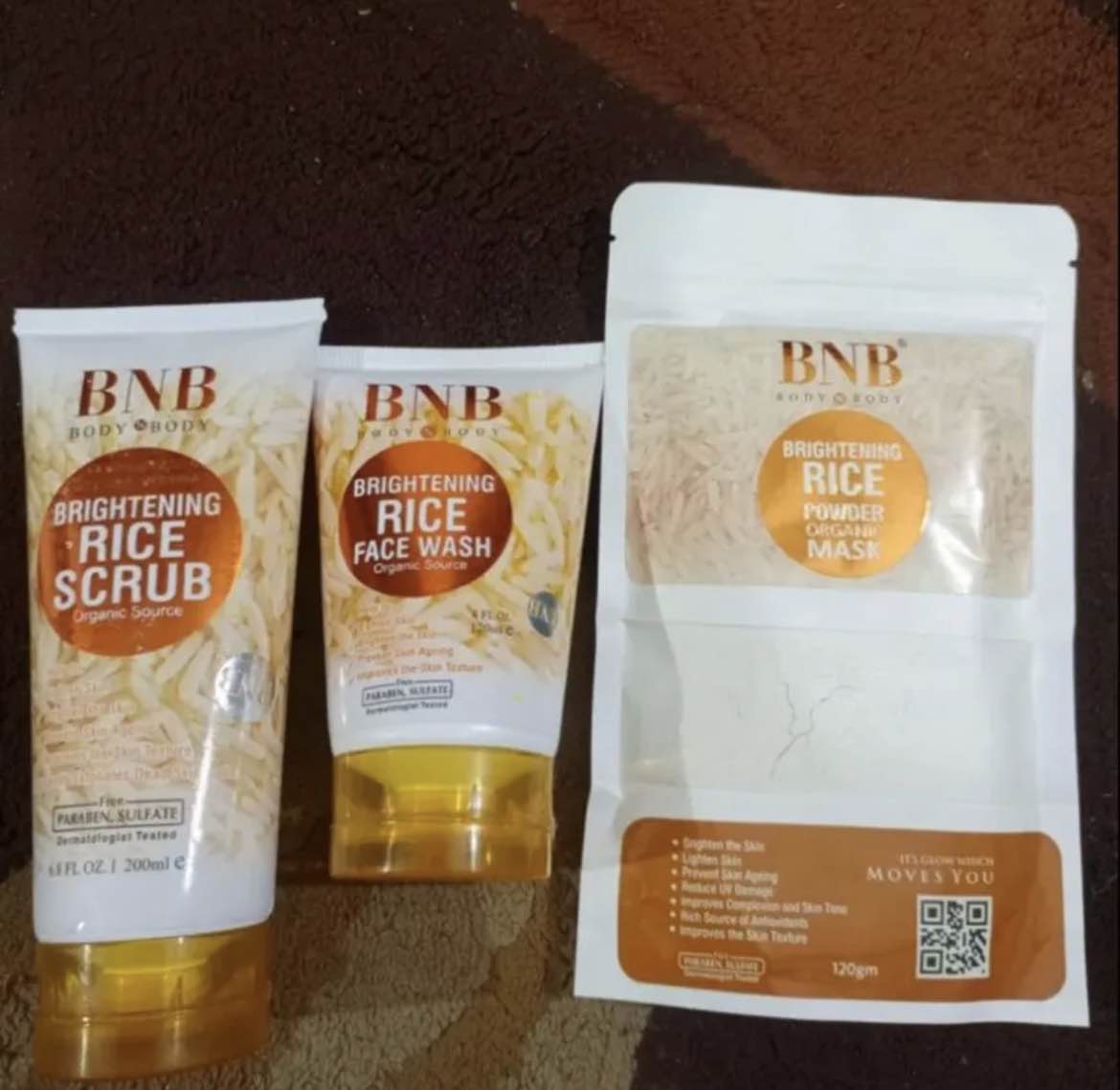 B N B Rice facial kit 3 in 1 brightening Glow kit scrub face wash + mask |  Daraz.pk