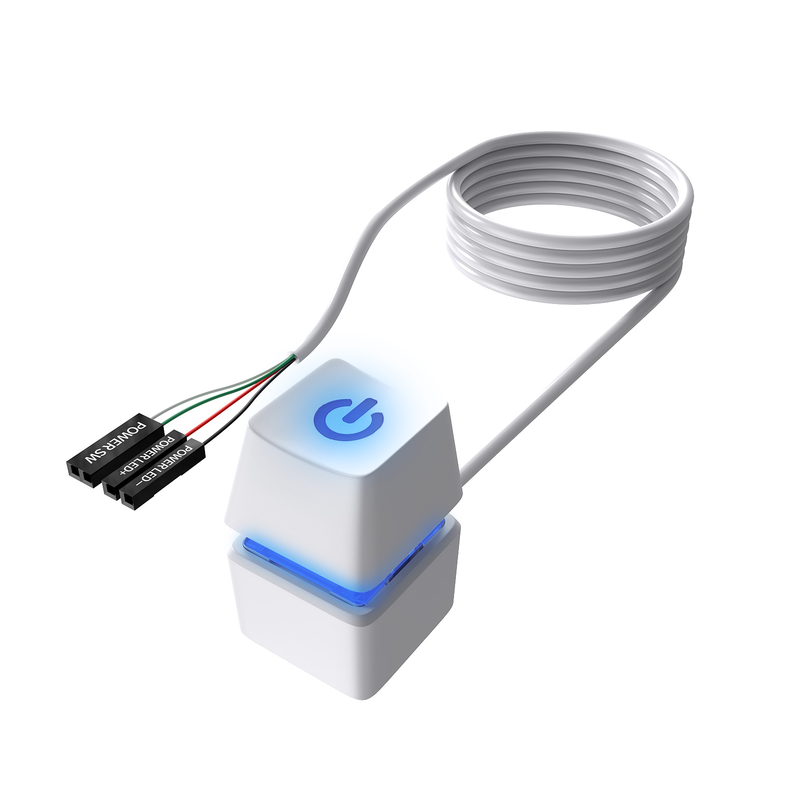 COOLCIRC Computer Desktop External Switch Blue LED Light PC Motherboard External Start Power On/Off Button For Home Office ﻿