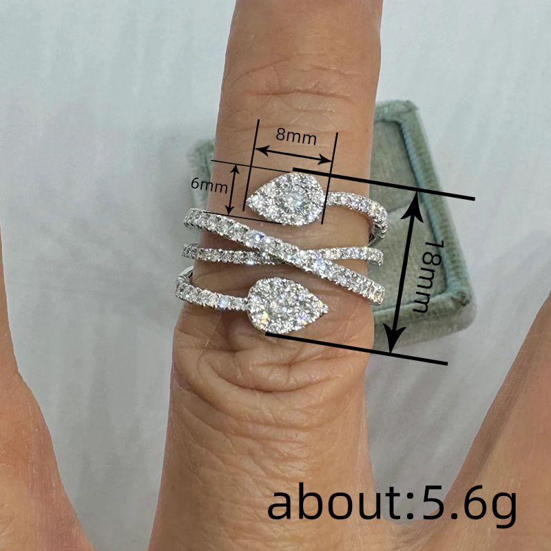 925 Sterling Silve Waterdrop Cross Zircon Paved Dainty Rings For Women Elegant Luxury Fashion Daily Party Engagement Jewelry