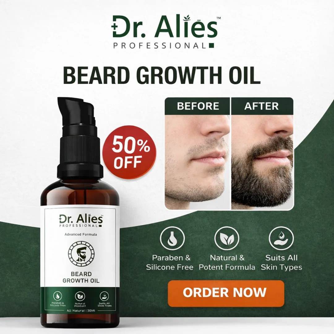 Dr. Alies Professional Beard Growth Oil – 100% Natural Formula for a Thicker & Fuller Beard
