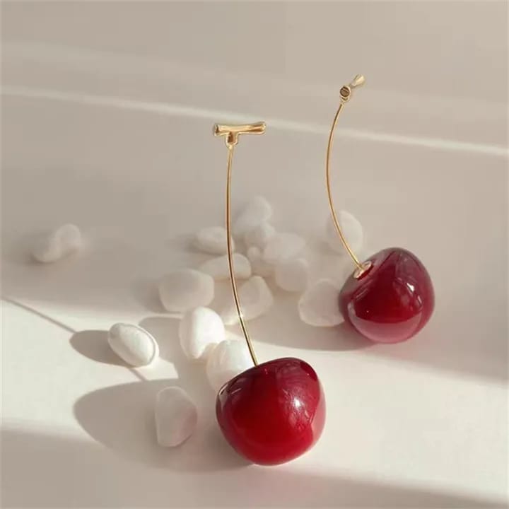Red Cherry Drop Earrings for Women & Girls | Cute Fashion Dangle Earrings