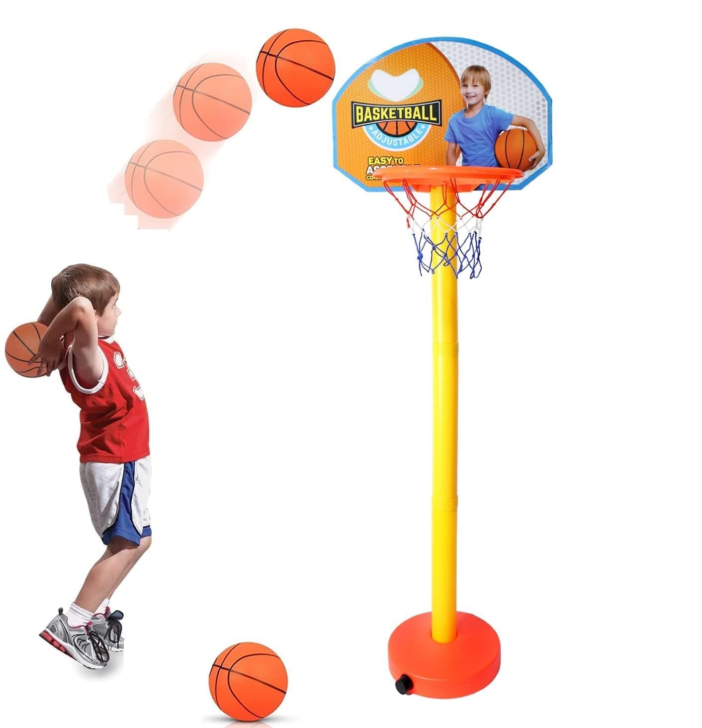 Big Basketball Set for Kids with Adjustable Stand, Basketball Hoop for Kids, Kids Sports Basketball Toys, Indoor and Outdoor Games for Boys & Kids