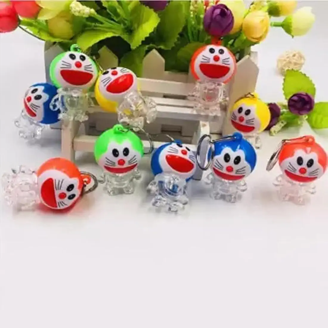 Express Deals Hub:Mini Portable Doraemon Shaped Multicolored Flashlights with Key Ring Cute Keychains Accessories Keyring Key Purse Backpack Car Charms for Kids Gifts. price in Pakistan