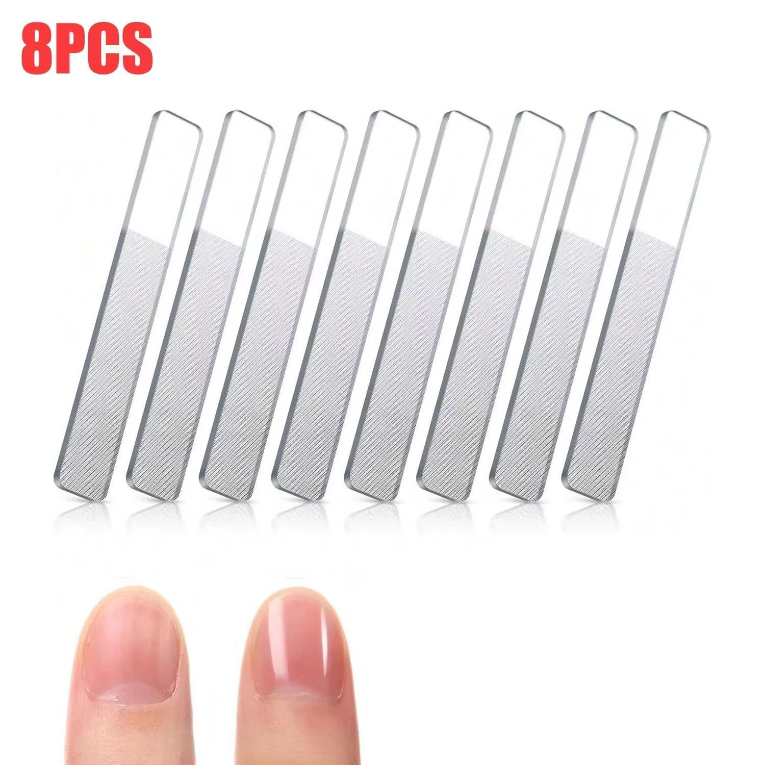 8Pcs Professional Nano Glass Nail Files DIY Manicure Tools strip Double-Sided Transparent crystal Polished Buffer with Case