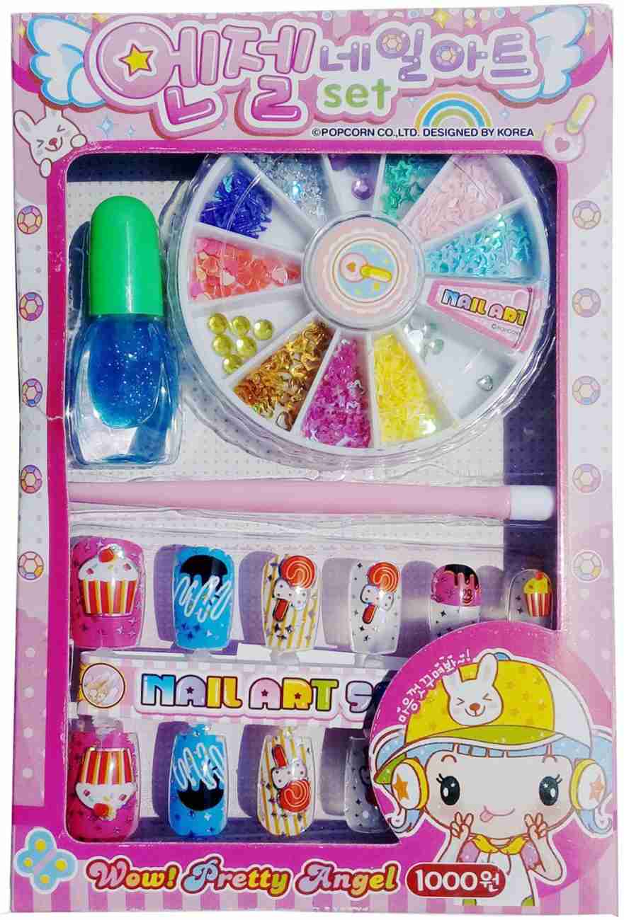 DIY Fashion Nail Art Set for Girls with Artificial Nails, Glitter Nail Paint and beautiful stones, Birthday Gift for little girls