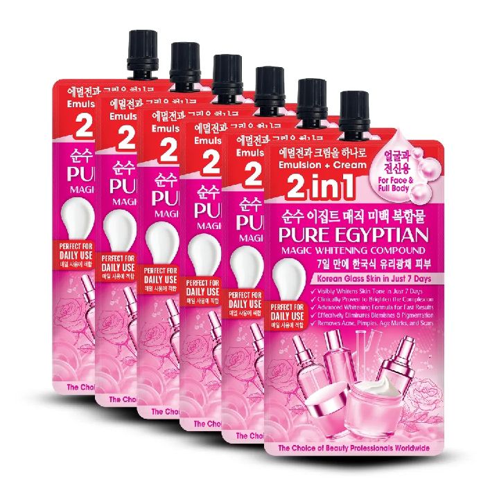 Original 100% 2 in 1 Magic Whitening Cream & Emulsion | Korean Glass Skin Formula | Face & Body Brightening Moisturizer | Dark Spots, Pigmentation & Acne Marks Care | Daily Use