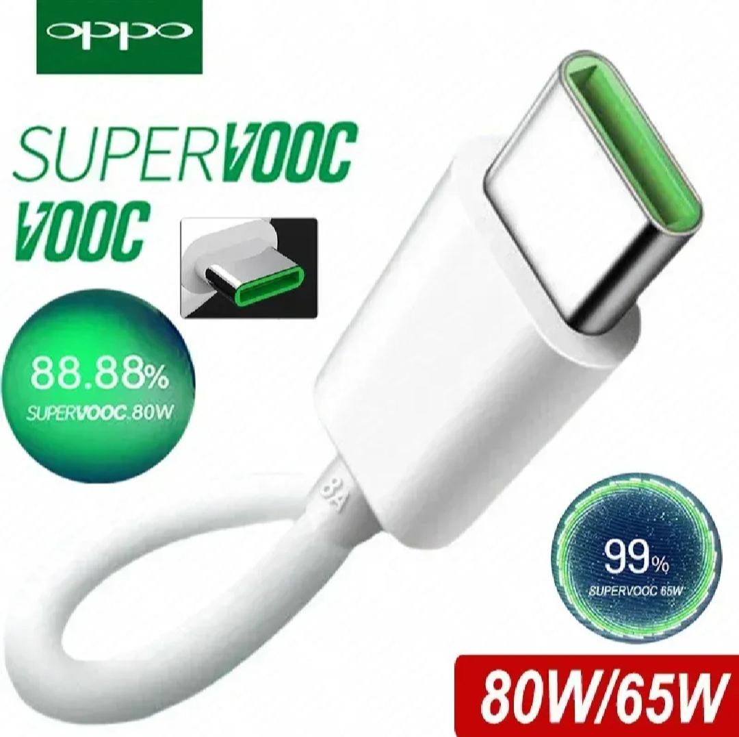 OPPO Original SUPERVOOC / VOOC Type-C Fast Charging Cable - 80W / 65W High Speed Data Cable (8A)