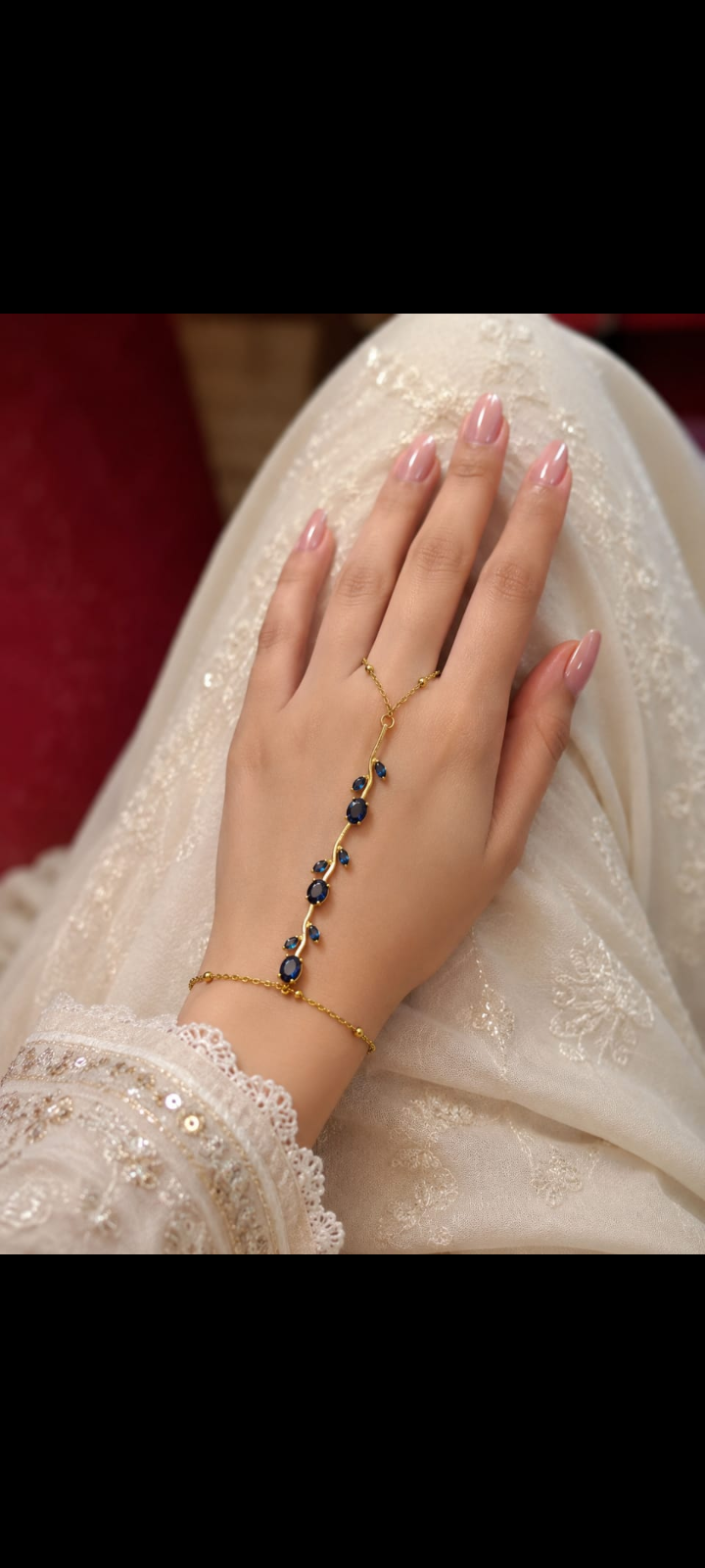 Trending Tulip Gold Hand Harness Bracelet with Finger Rings for Women - Elegant Minimalist link chain Hand jewelery for Party & Casual Wear