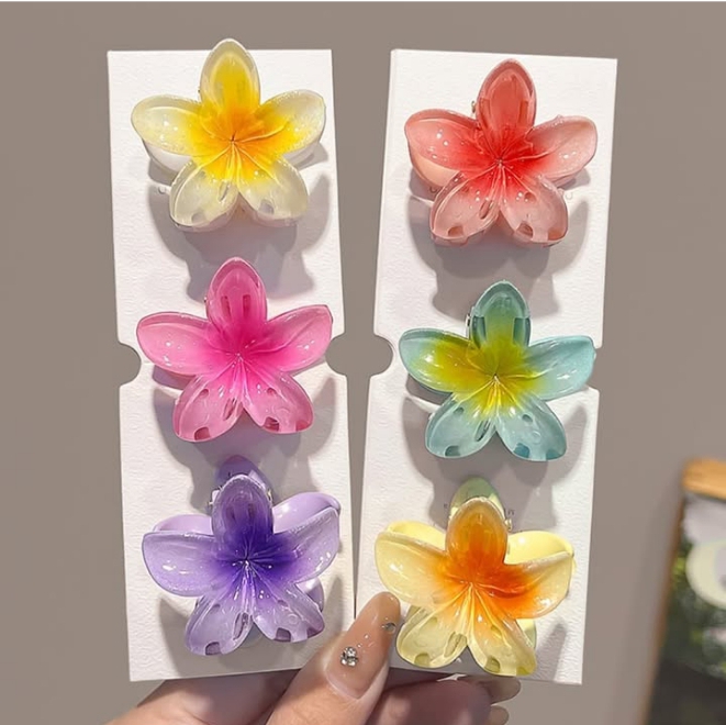 Pack of 3 | Pack of 6 Mini Korean Flower Gradient
Egg Candy colour Hair Claw clips catcher strong grip hair accessories