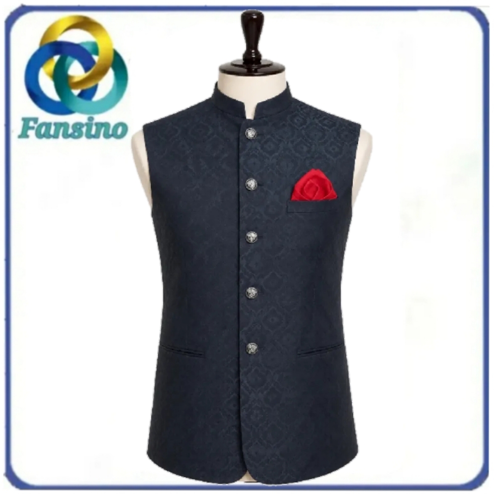 Jamawar Black Waistcoat By Fansino | Wedding Special | Premium Quality Waist Coat For Men