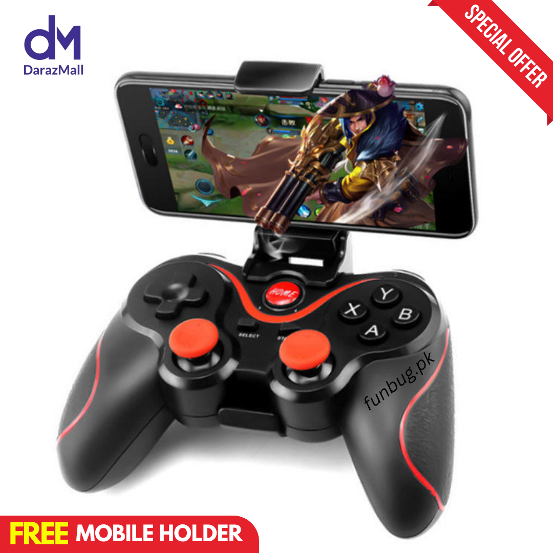 【6-in-1】 Universal Wireless Bluetooth Gaming Controller ~ Joystick Joypad Gamepad for PlayStation, PC, Computer, Laptop, Mobile, Android, TV Box, Nintendo Switch ~ Dual Shock Vibration ~ Wireless PS3 Controller Remote~ By FunBug