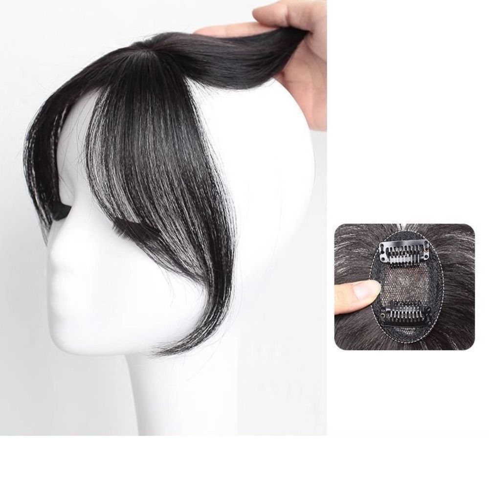 Fashion 3D Natural Bangs Invisible Middle Part False Bangs Synthetic Clip-In Side Fringe Hairpieces Women