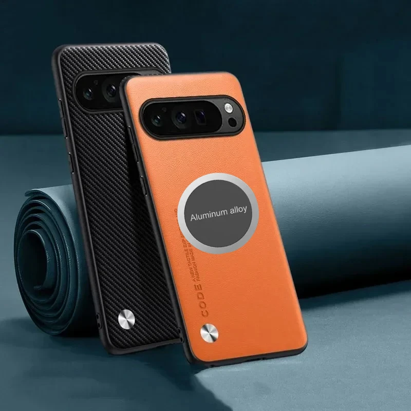 Luxury Business Metal Car Magnetic Holder Leather Phone Case for Google Pixel 10 9 Pro XL 8 7 5G Comprehensive Protective Shell
