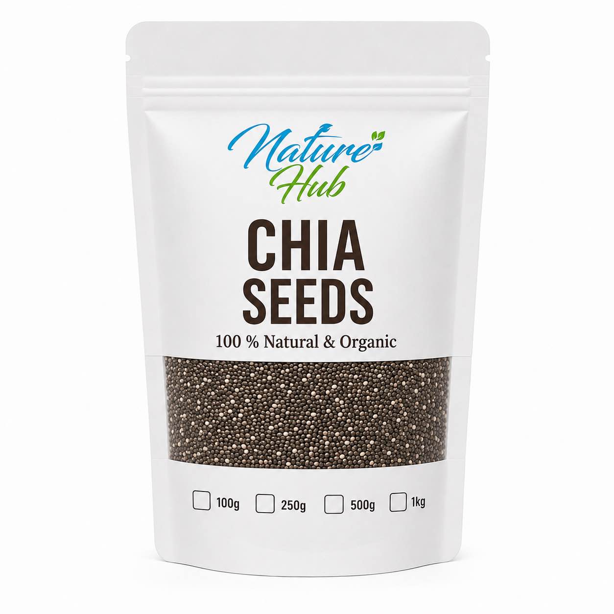 Nature Hub Chia Seeds 100% Natural & Organic | Superfood Rich in Fiber, Omega-3 & Protein | 50g | 100g | 250g | 500g | 1kg