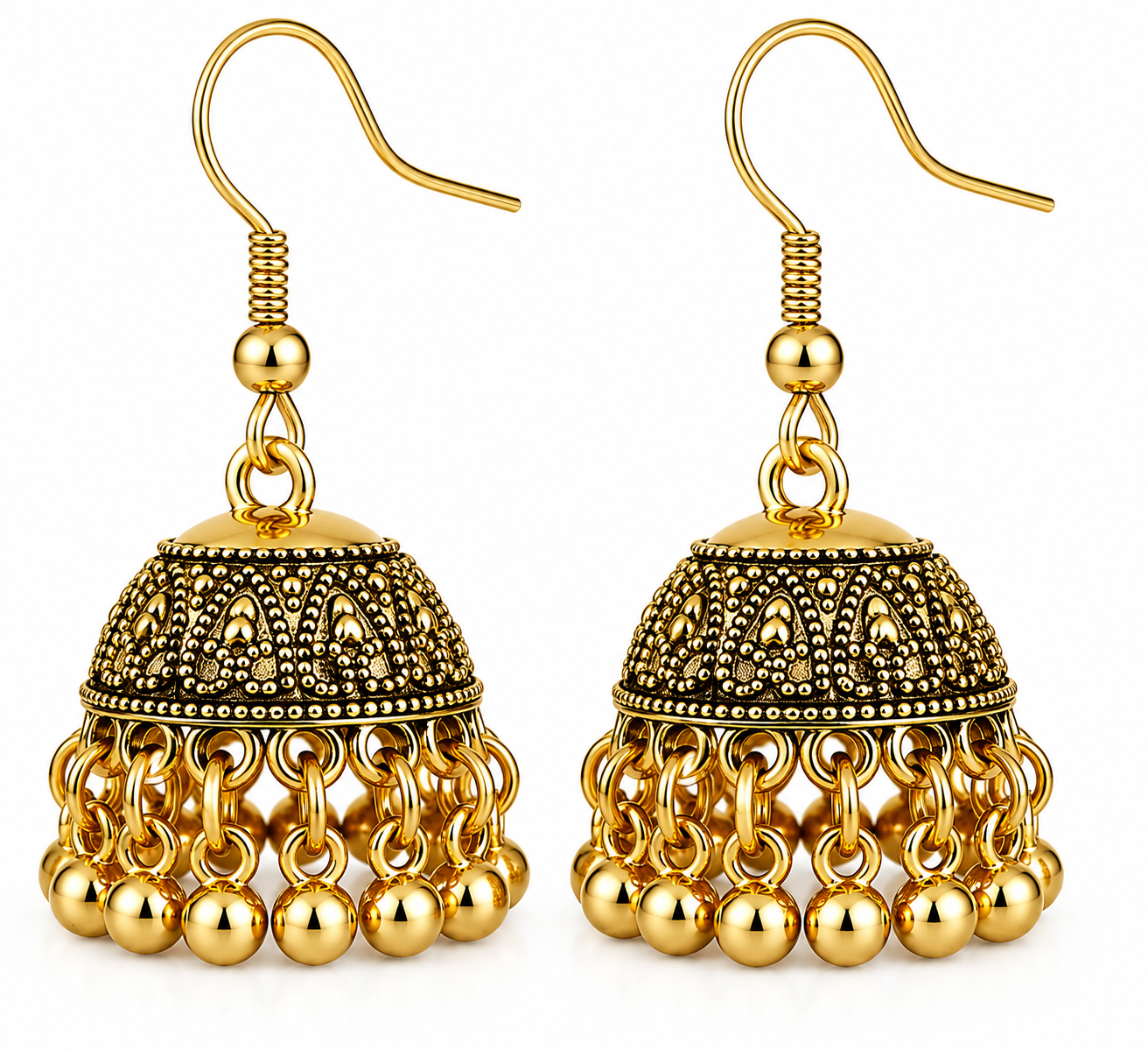 Classic Traditional Jhumka Earrings for Women | Golden & Silver Drop Earrings | Lightweight Ethnic Jewelry | Party, Wedding & Casual Wear