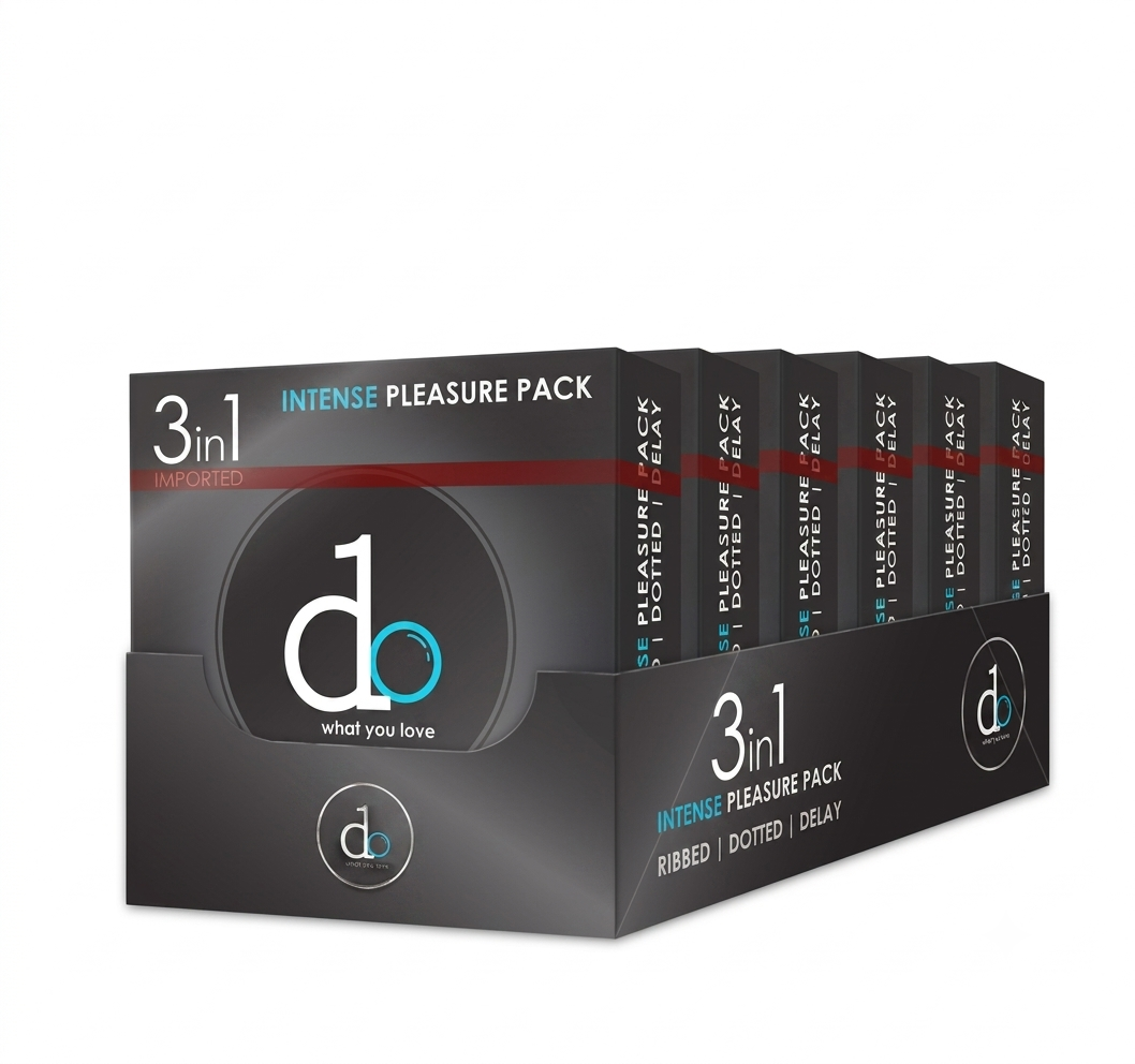 DO 3-in-1 Condoms 18 Pieces (6 x 3 Pack) Ultra Thin - Ribbed & Dotted for Enhanced Pleasure and Comfort